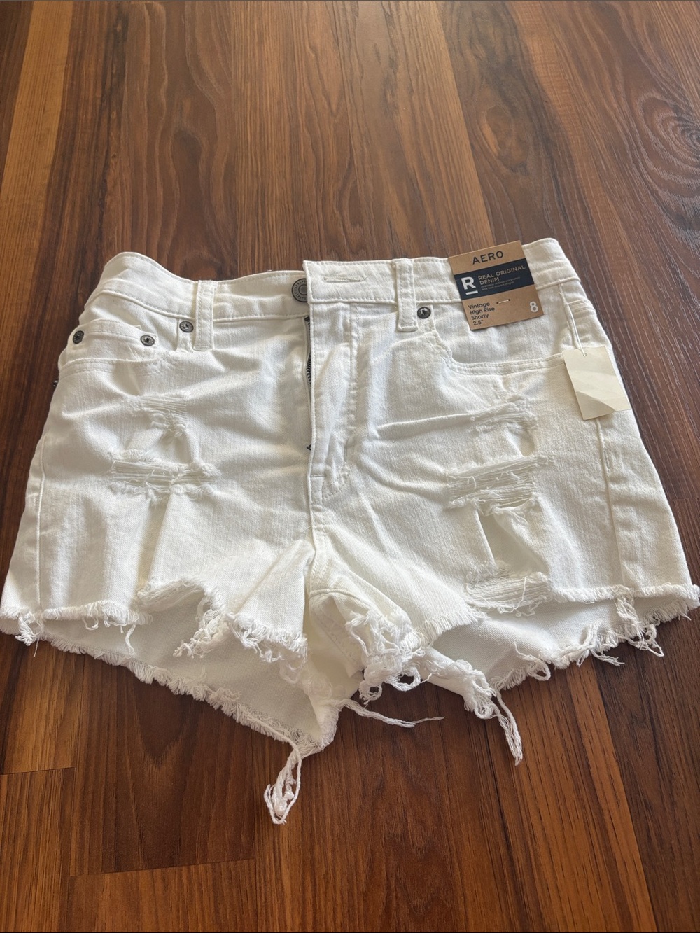 Aeropostale White Distressed Denim Cutoff Shorts